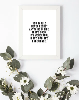 £2.95 • Buy Typography Print A4 Never Regret Life Quote Gift Home Bedroom Wall Decor