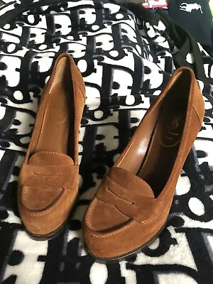 Size Uk 3 36 Yves Staint Laurent Ysl Tribute High Heel Loafers Brown Suede • £150