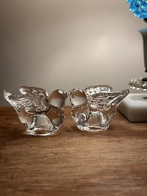Small Bird Taper Candle Holders Pair Glass Vintage Whimsical 14 • $14.99