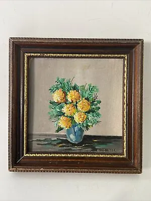 Vtg Original Painting On Canvas Wrapped Board Floral Bouquet  By Alice Nuss 1965 • $35