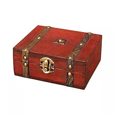 Vintage Decorative Wooden Jewelry Box Keepsake Chest Treasure Storage Box • $18.99