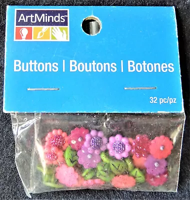 32pc Mini Flower Leaf Buttons Colorful Flowers Leaves Michaels Stores Art Minds • $3.56