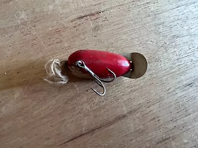 Mouse Fishing Lure Gray Red Wood Yarn Tail Vintage Antique Rough Bad Poor • $16.96