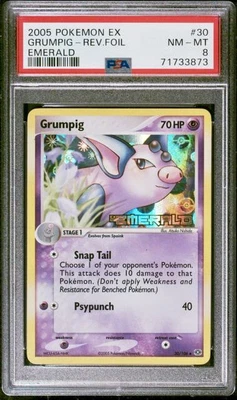 $0.99 • Buy 2005 Pokemon Ex Emerald 30 Grumpig Reverse Holo Psa 8 Nm Mint