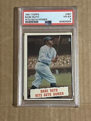 1961 Topps Baseball #401 Babe Ruth Hits 60TH Homer PSA-4 VG-EX • $75