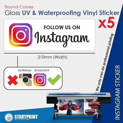 Follow Us On Instagram Stickers X5 (210mm Width) • $11.98