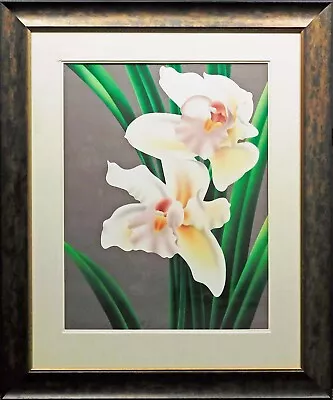 Brian Davis  Cymbidium V  Custom Framed Airbrush Art Print Orchid MAKE OFFER • $1200