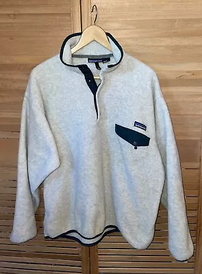 Vintage Patagonia Oatmeal Synchilla Snap-T Pullover Fleece Jacket Size Large • $48.99