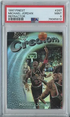 Michael Jordan 1997 98 Topps Finest Basketball #287 Bulls Refractor /1090 PSA 9 • $145