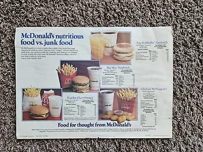 1980's Vintage McDonald's Paper Tray Placemat • $8