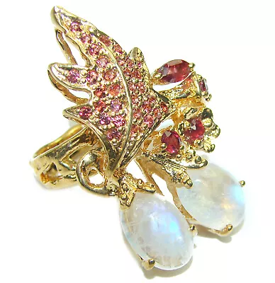 Fresh Fruit Genuine Fire Moonstone 14K Gold Over  .925 Sterling Silver Handmade  • $91.67