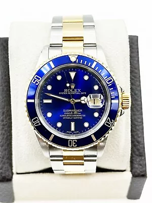 Rolex 16613 Submariner Blue Dial 18K Yellow Gold Stainless Steel • $9995