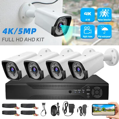 4CH H.265+ 5MP Lite DVR 1080P Outdoor CCTV Home Security Camera System Kit USA • $102.99