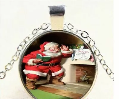 SANTA CHRISTMAS Gem Pendant Charm 925 Sterling Silver 20  Necklace Women GIFT • $18.88