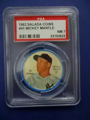 1962 Salada Coins #41 Mickey Mantle Yankees PSA 7 • $245