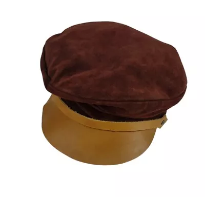 Vintage Skully By Henschel Brown Suede Newsboy Hat Mens M • $26.25