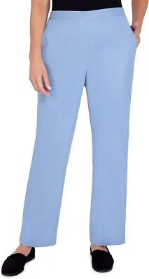 Alfred Dunner Victoria Falls Women's Wedgewood Blue Classic Fit Pants Size 12P • $21.99