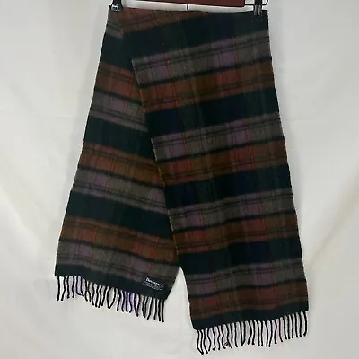 Vintage Burberrys Multi Colored Plaid Cashmere Fringe Scarf 55 X11  Scotland • $79.99