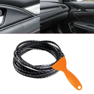 $16.78 • Buy Carbon Fiber Protector Strip Car Door Gap Panel Edge Molding Strips+Scraper 5M 