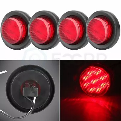 4X Red 2 Inch 9 LED Round Truck Trailer Side Marker Clearance Light +Grommet 12V • $17.69