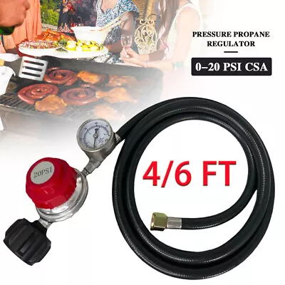 BBQ 4FT 0-20PSI Adjustable High Pressure Propane Regulator With Hose & PSI Gauge • $19.98