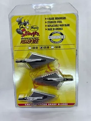 Magnus Broadhead - 125 GR Killer Bee Stinger Buzz Cut 4 Bld 3 Pk • $42.88