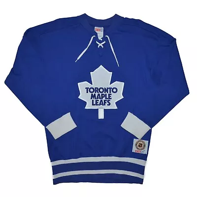 Vintage Toronto Maple Maska Sweatshirt Hoodie Size Medium Blue CCM Jersey Shirt • $59.95