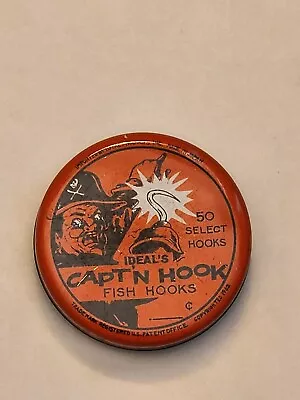 Vintage Ideal's Capt'n Hook Advertising Litho Fish Hook Tin With Hooks • $27.99