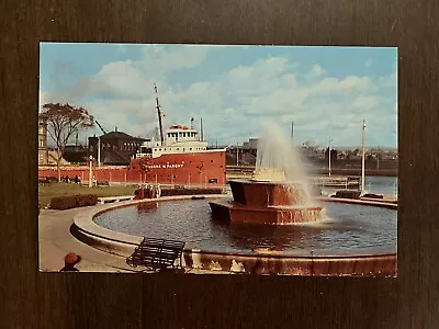 Soo Locks Michigan Rainbow Fountain Freighter Ship Eugene W Pargny Vtg Postcard • $4.99