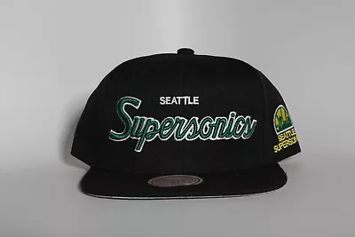 Seattle Supersonics Mitchell And Ness Script Hat Shawn Kemp NBA Snapback • $34.99