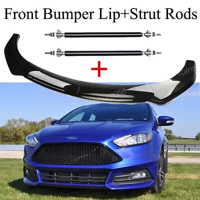 For Ford Focus ST RS MK3 MK4 Front Bumper Lip Splitter Glossy Black + Strut Rods • $79.99