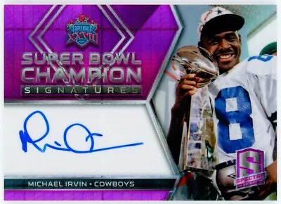 MICHAEL IRVIN 2018 Panini Spectra Super Bowl Champions Neon Pink Auto 04/10 • $144.99