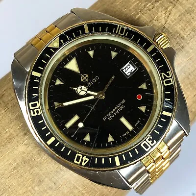 Vintage Zodiac Men Professional Red Dot Diver Jubilee Watch *Date Not Working* • $299.95