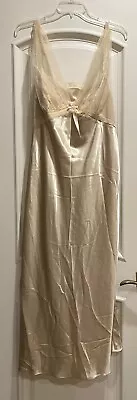 NEW NWT Vintage Flora Nikrooz Beige Taupe Nightgown Silky Satin Lace & Mesh 1X • $29.99