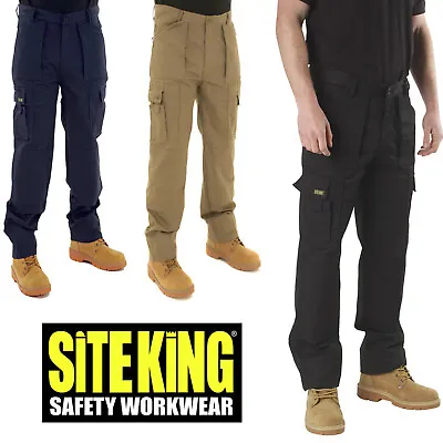 £24.99 • Buy SITE KING Mens Combat Multi Pocket Army Action Work Trousers & Knee Pad Pockets