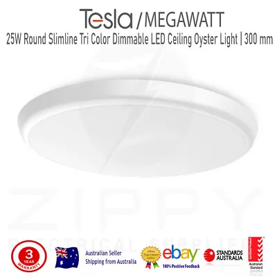 25W Round Slimline Tri Color Dimmable LED Ceiling Oyster Light |300 Mm| Megawatt • $58.99