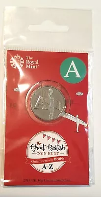 2018 UK A-Z 10p Angel Of The North A Coin BUNC In Royal Mint Red Card • £25.90