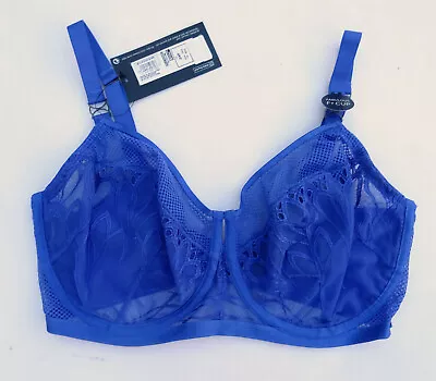 M & S Autograph Underwired Minimiser  Bra  34f Nouveau Embroidery Fishnet Blue • £13.99