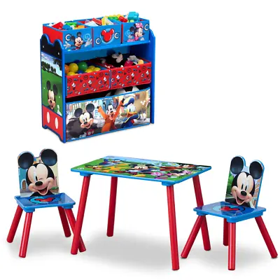 Mickey Mouse 4-Piece Toddler Playroom Set - Includes Table 2 Chairs & Toy Bin • $94.99