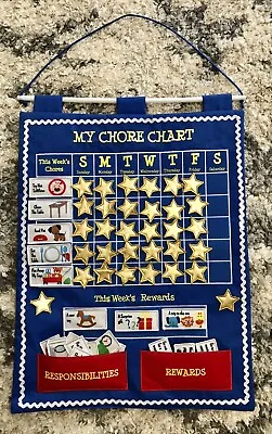 Children Responsibility Chore School Reward Kids Chart Stitch Velcroo Star Duty • $14.98