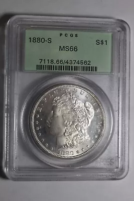 1880 S Morgan Silver Dollar PCGS MS66 #562 Old Green Holder OGH • $350