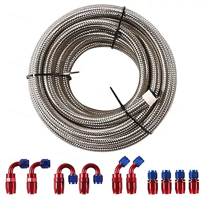 AN6 -6AN AN-6 3/8 Fitting Stainless Steel Braided Oil Fuel Hose Line 20FT Kit • $39.93