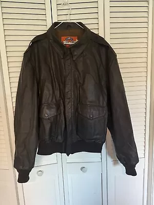 Vtg Cooper A-2 Brown Zip Flight US Air Force Bomber Leather Goatskin Jacket 50L • $74.99