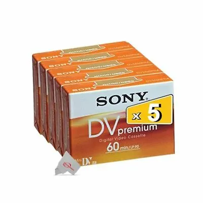 Five Pcs Sony Premium Mini DV 60 Minute Digital Video Cassette Tape DVM60PR4J • $35.99