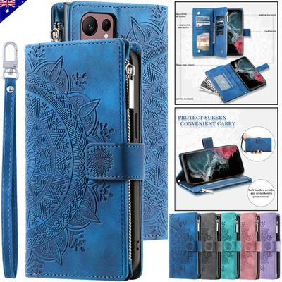 $17.99 • Buy For Samsung S23 S22 S21 S20 FE Ultra Plus Zipper Case Leather Wallet Flip Cover