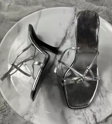 Victoria's Secret Colin Stuart Silver Strappy Sandals High Heel Shoe Size 5 NEW • $25