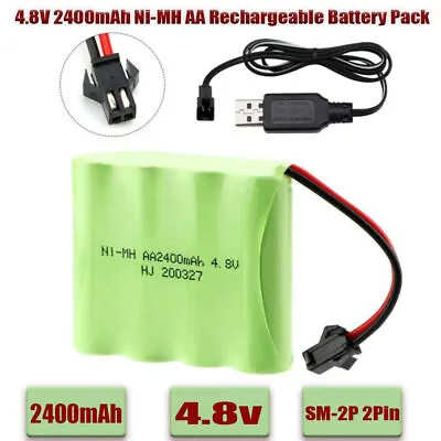 4.8V Ni-MH AA Battery Pack Rechargeable With SM-2P Plug For RC Truck Car 2400mAh • £10.90