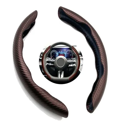 Universal Carbon Fiber Non-Slip Car Steering Wheel Cover Booster Brown 15 /38 Cm • $9.89