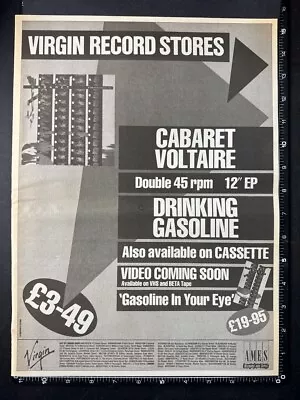 CABARET VOLTAIRE - DRINKING GASOLINE 15x11' 1985 Poster Size Advert L349 • $16.15