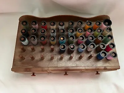 Vintage Plastic (Wood Look) Thread Bobbin Organizer Sewing Box With Drawer • $27.50